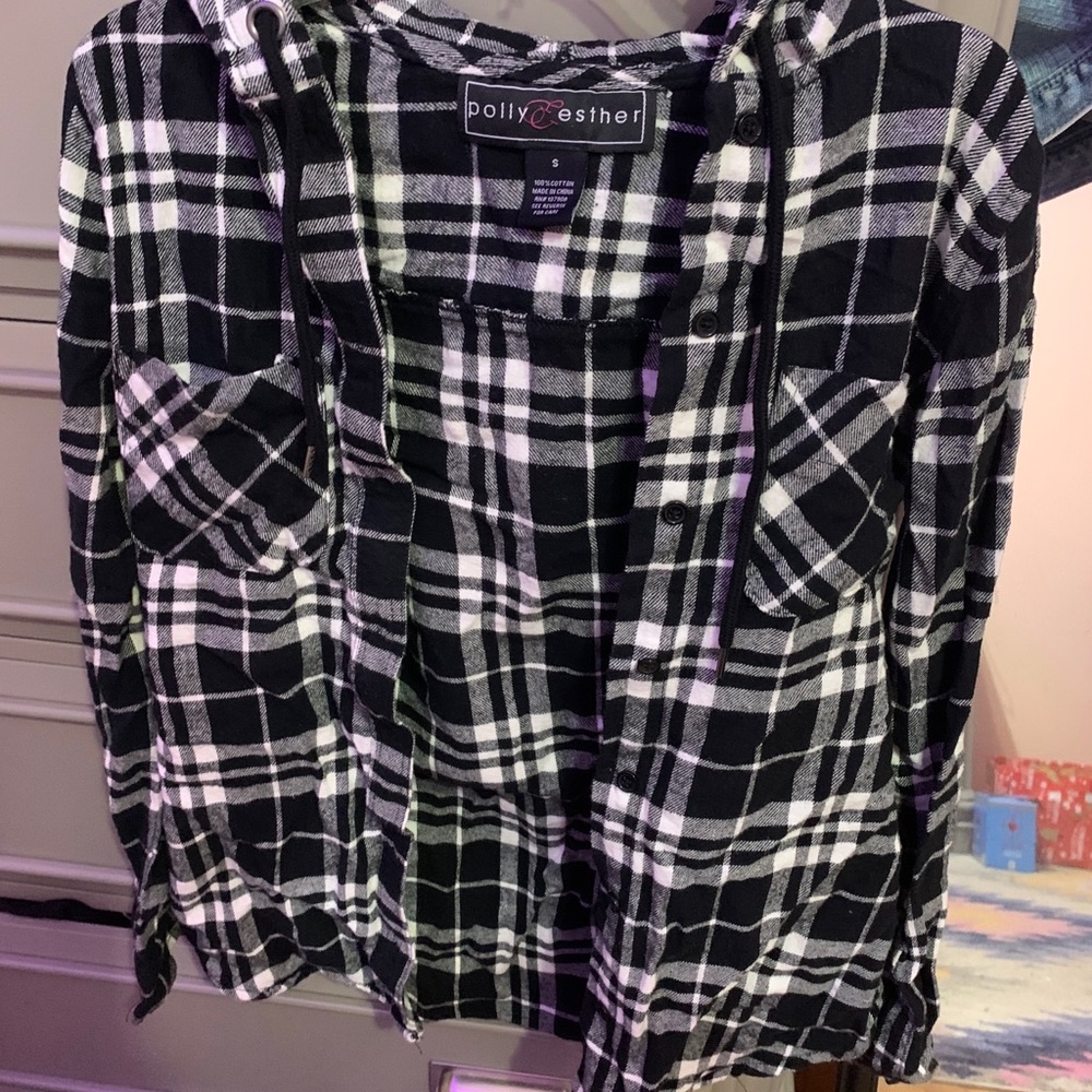 Hooded button down flannel